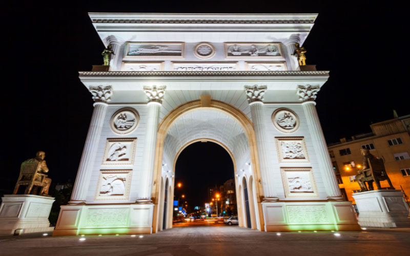 Porta Makedonija in Skope, Mazedonien.